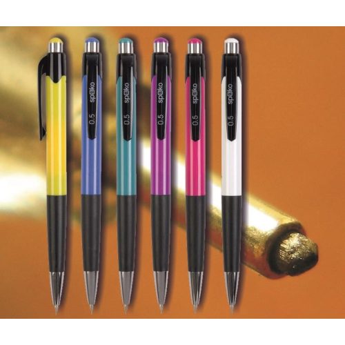 Pixirón 0,5mm 0132 Spoko;-) - színes tolltest, fekete klipsz, gumírozott tollfogó