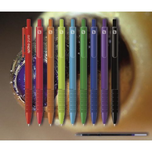 Golyóstoll kék 0118 Pure Spoko ;-) - nyomógombos, színes matt tolltest, 0,38mm (X-18 0296 betéttel)